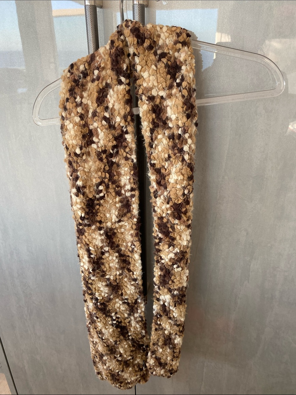 Cozy soft Textured brown chunky knit fabric scarf